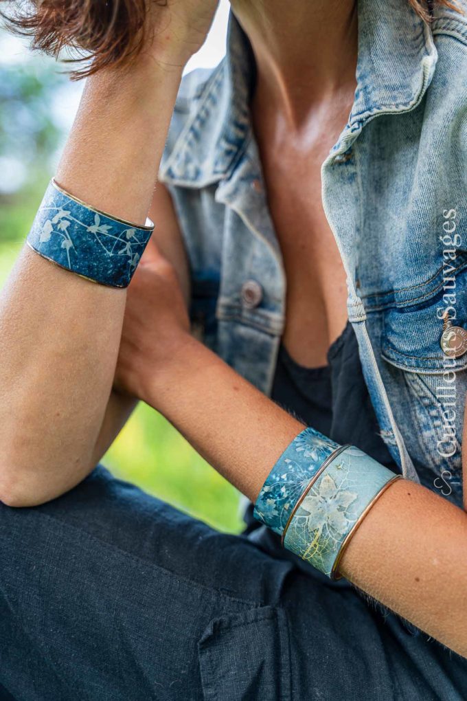 Cyanotypes botaniques sur bracelet