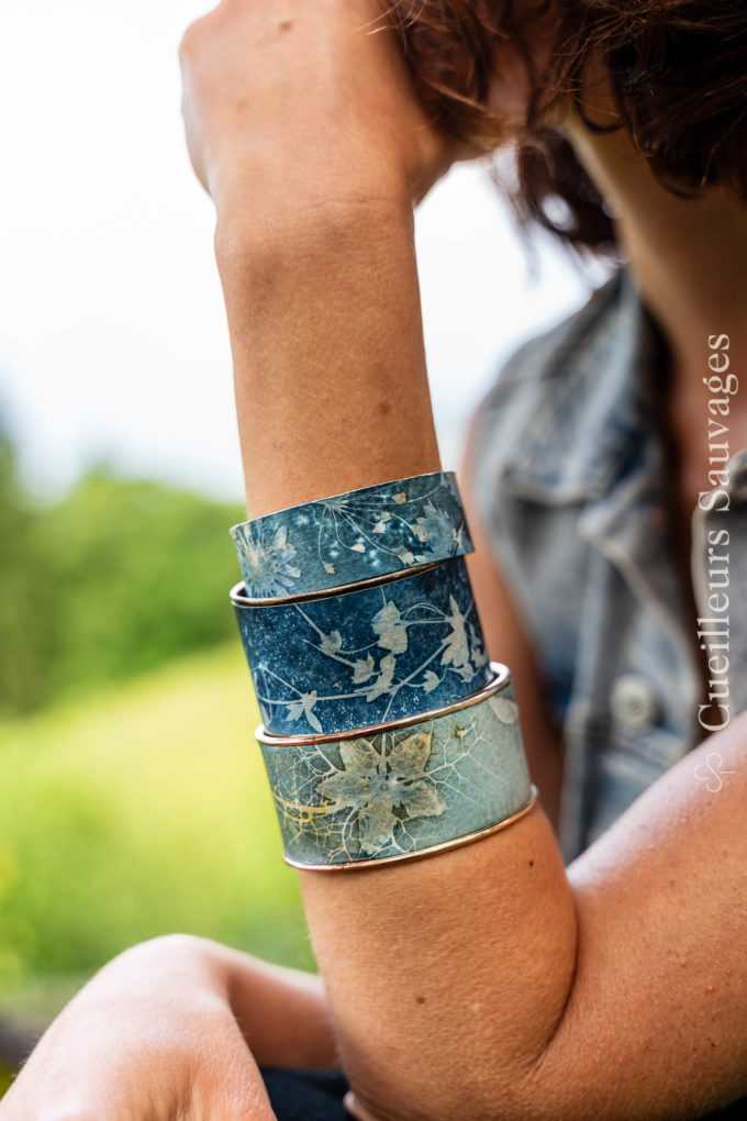 Cyanotypes botaniques sur bracelet