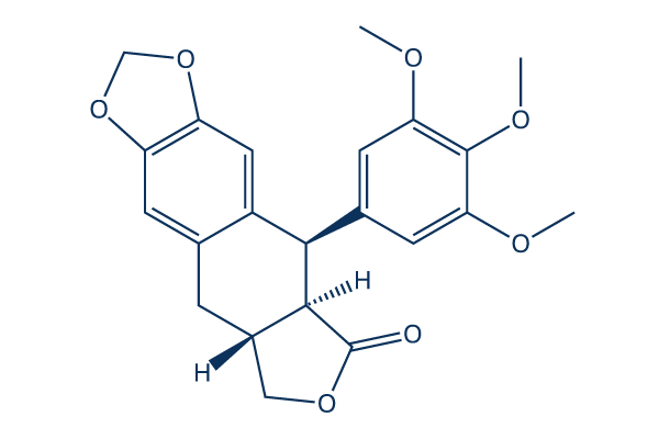 Toxicité des feuilles du cerfeuil sauvage, Anthriscus sylvestris 3 Structure de la déoxypodophyllotoxine présente dans le cerfeuil sauvage, Anthriscus sylvestris